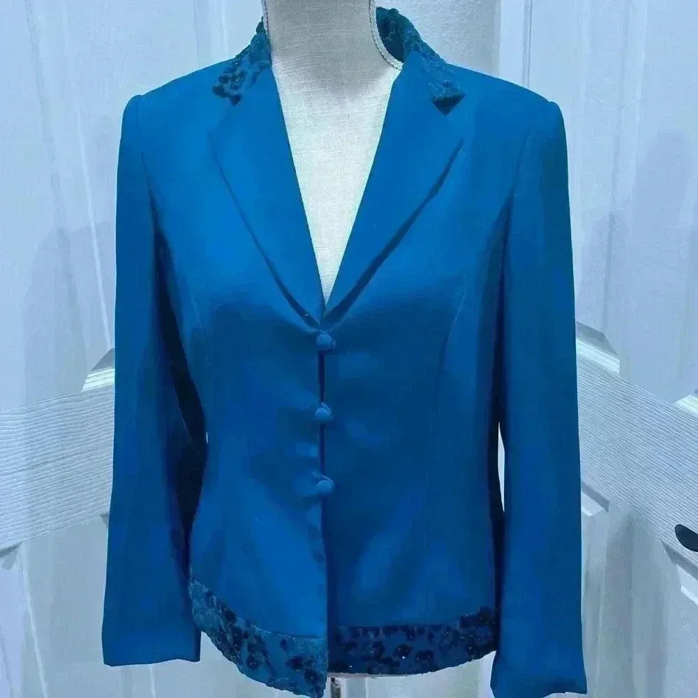 John Meyer of Norwich vintage button front, fitted seaming, shoulder pads jacket